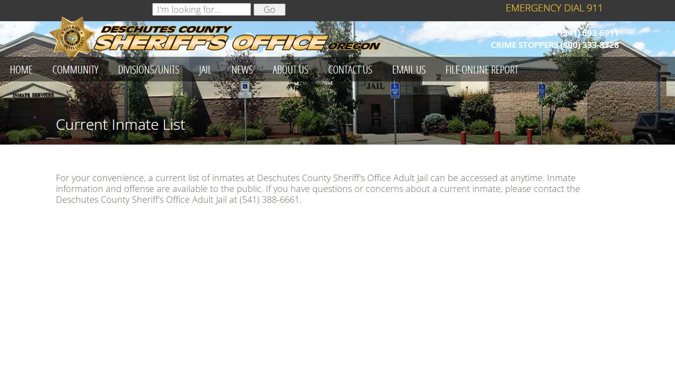 Current Inmate List | Deschutes County Sheriff's Office in ...